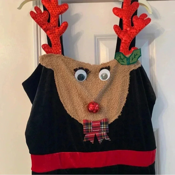 No Boundaries Velvet Reindeer Jumpsuit Black Size XXL (19 Juniors) Christmas - Picture 5 of 8